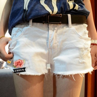 Fashion loose 2013 women's hole plus size denim shorts female