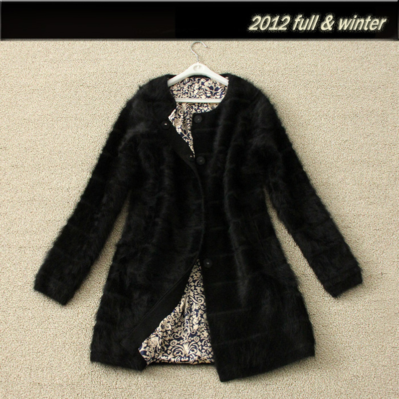 Fashion luxury 2012 hair velvet mink knitted fur overcoat outerwear