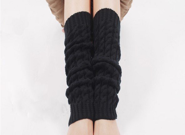 Fashion Magazine Recommend Women Winter Wool Knitted Leg Warmer,Grils Knee High  boots Socks,Free Shipping