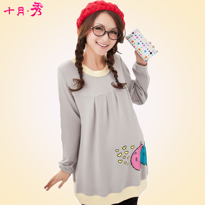 Fashion maternity clothing maternity clothing spring lengthen top sweater 8156