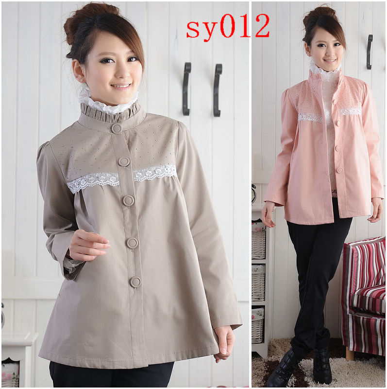 Fashion maternity clothing outerwear gentlewomen stand collar trench maternity spring