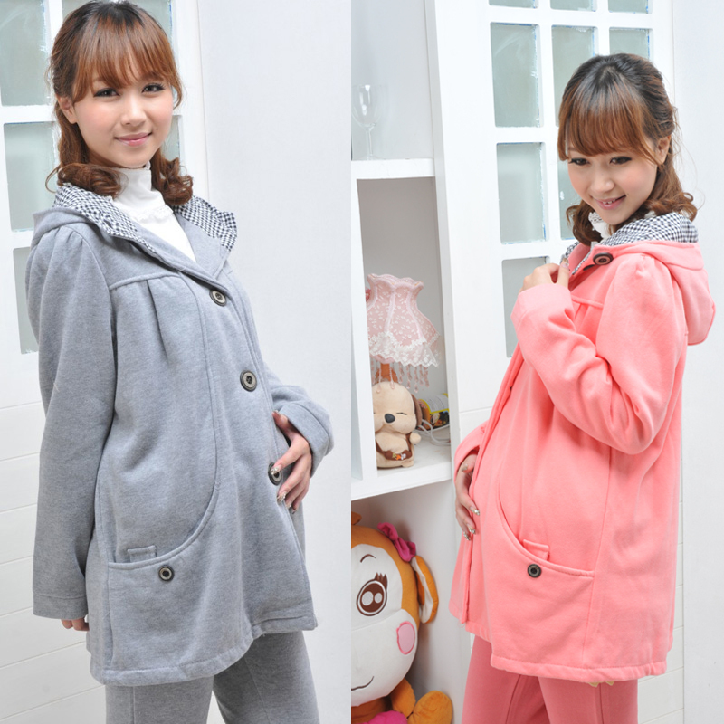 Fashion maternity clothing spring plus velvet maternity sweatshirt thermal maternity top maternity cardigan  outerwear