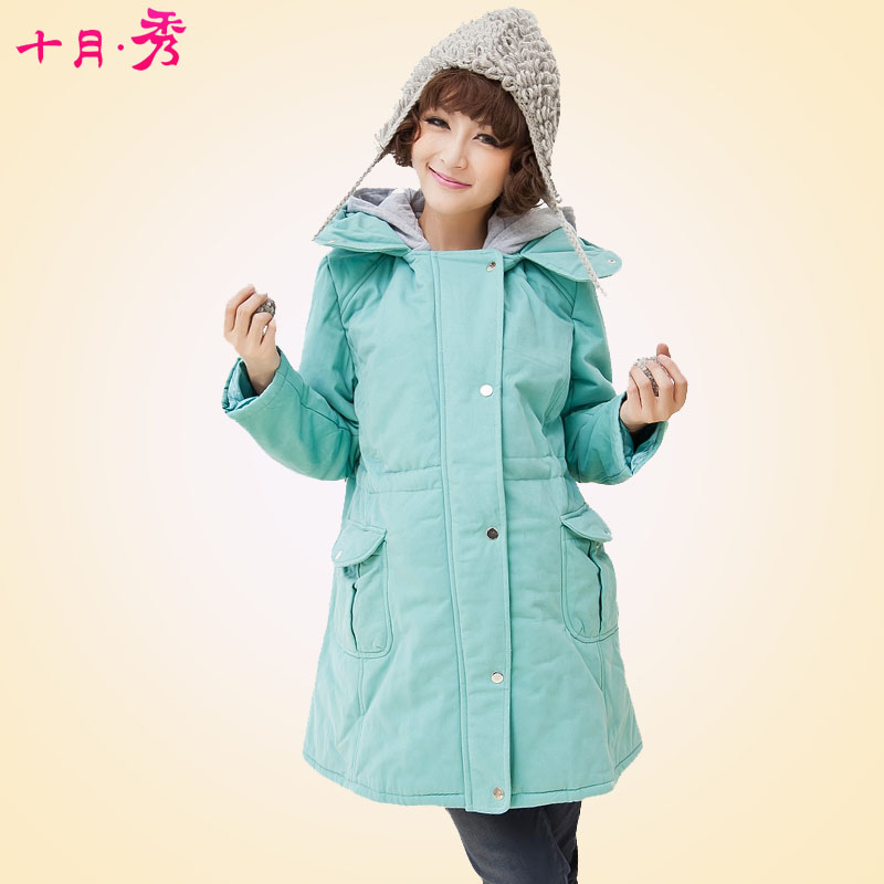 Fashion maternity clothing winter long design maternity set maternity cotton-padded jacket thickening top 7230