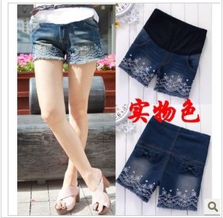 Fashion maternity denim boot cut jeans plus size available autumn and winter maternity denim shorts