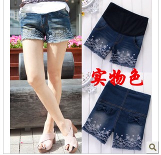 Fashion maternity denim boot cut jeans plus size available autumn and winter maternity denim shorts