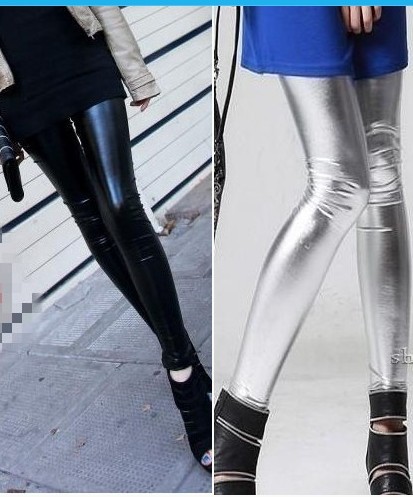 Fashion matt light faux leather legging tight pants 9 legging slim ankle length trousers