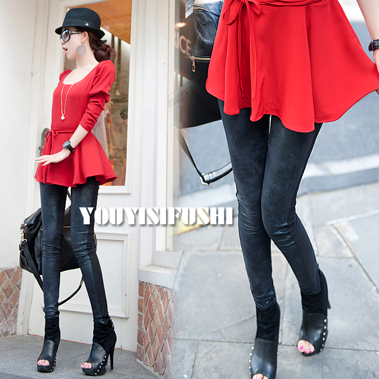 Fashion new arrival 2013 spring elegant lady fashion slim matt leather basic casual pants