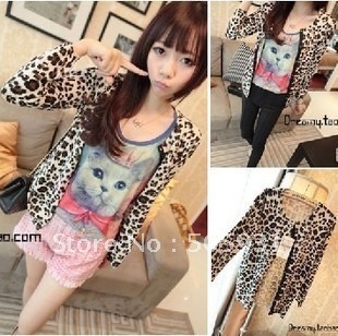 Fashion new arrival excellent sexy leopard print savager elegant cardigan, leopard coat, free shipping,1pc 1 lot,wholesale