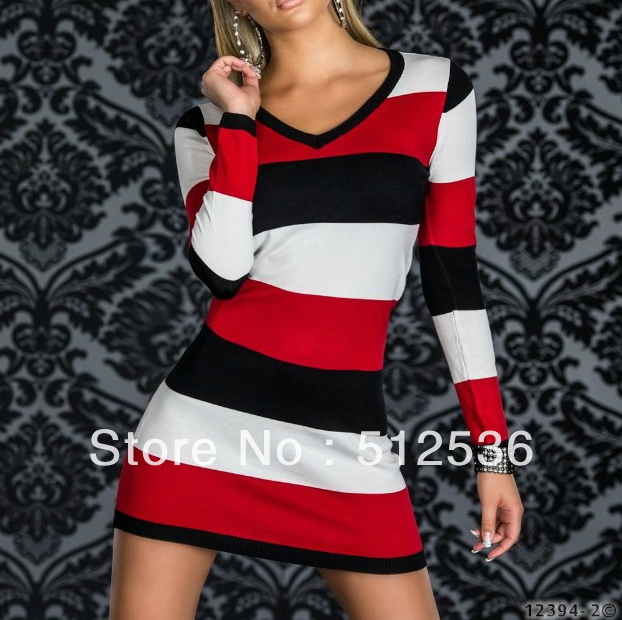 Fashion new arrivals colourful striped  sheath dress special offer  M L size