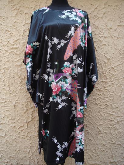 Fashion New Black Chinese Women's Silk Rayon Robe Gown Nightgown Yukata One Size Free Shipping S4004