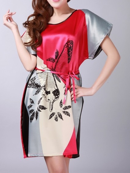 Fashion New Chinese Women's Faux Silk Nightgown Gown Bath Robe Flowers One Size S0102-E