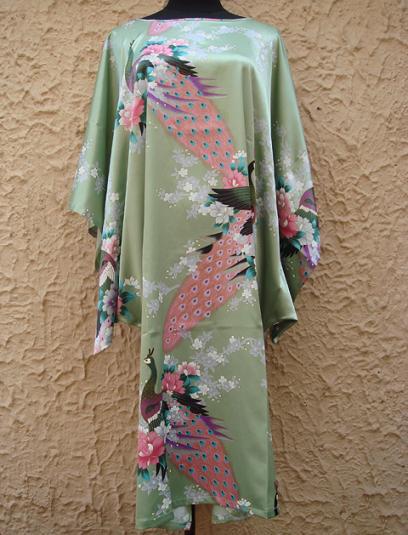 Fashion New Green Chinese Women's Silk Rayon Robe Gown Nightgown Yukata One Size Free Shipping S4006