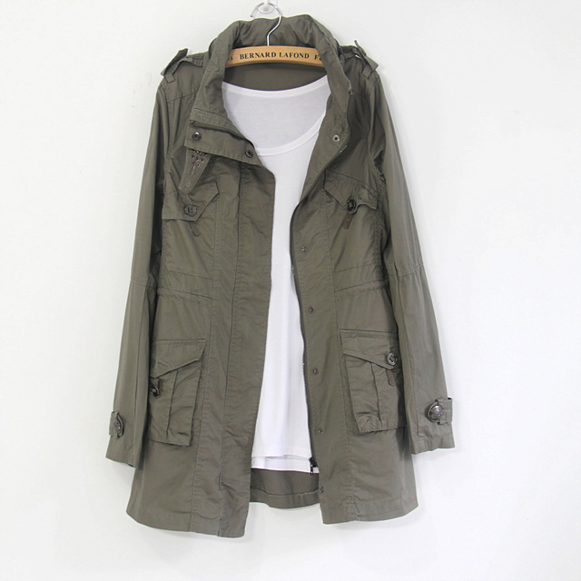 Fashion normic Army Green cool handsome epaulette rivet trench outerwear female outerwear trench