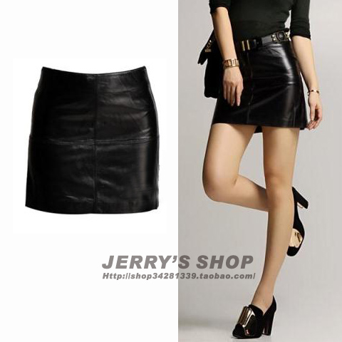 Fashion normic excellent slim suede slim hip half-length genuine leather skirt 2 5155