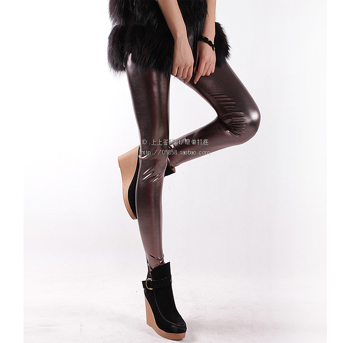 Fashion normic light matt faux leather pants ankle length legging ankle length trousers female