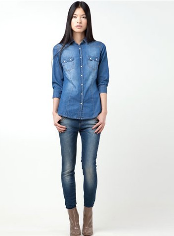 Fashion normic za note 2012 female long-sleeve all-match denim shirt