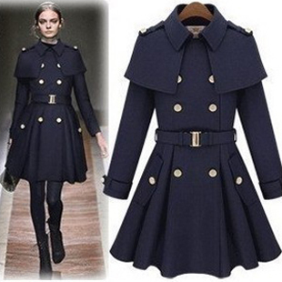 Fashion outerwear medium-long trench wind wool woolen overcoat cape style h279 Free shipping