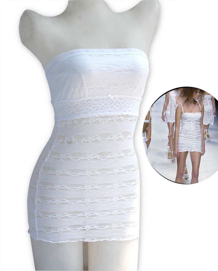 Fashion ovs white lace tight tube top dress tube top dress slim hip skirt basic skirt slip sml