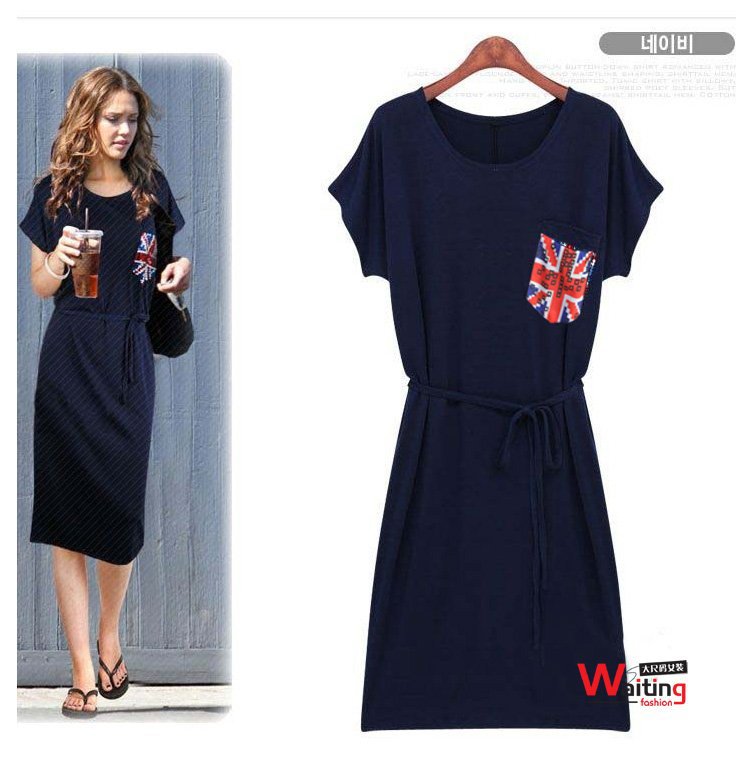 Fashion Plus Size Black Short Sleeve Long Dress Pocket Front Size XL XXL XXXL Drop Shipping