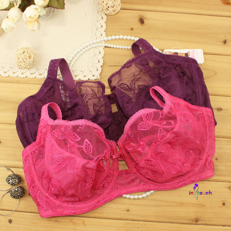 Fashion plus size bra underwear ultra-thin embroidery big cup 80f 85f 90d90e90g