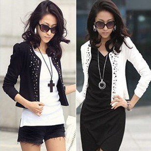 Fashion plus size slim rivet long-sleeve short jacket cardigan women's spring anutumn outwear short coat WC1010