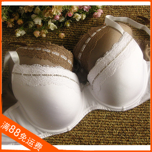 Fashion plus size underwear glossy large cup bra brief comfortable 85c 90e white