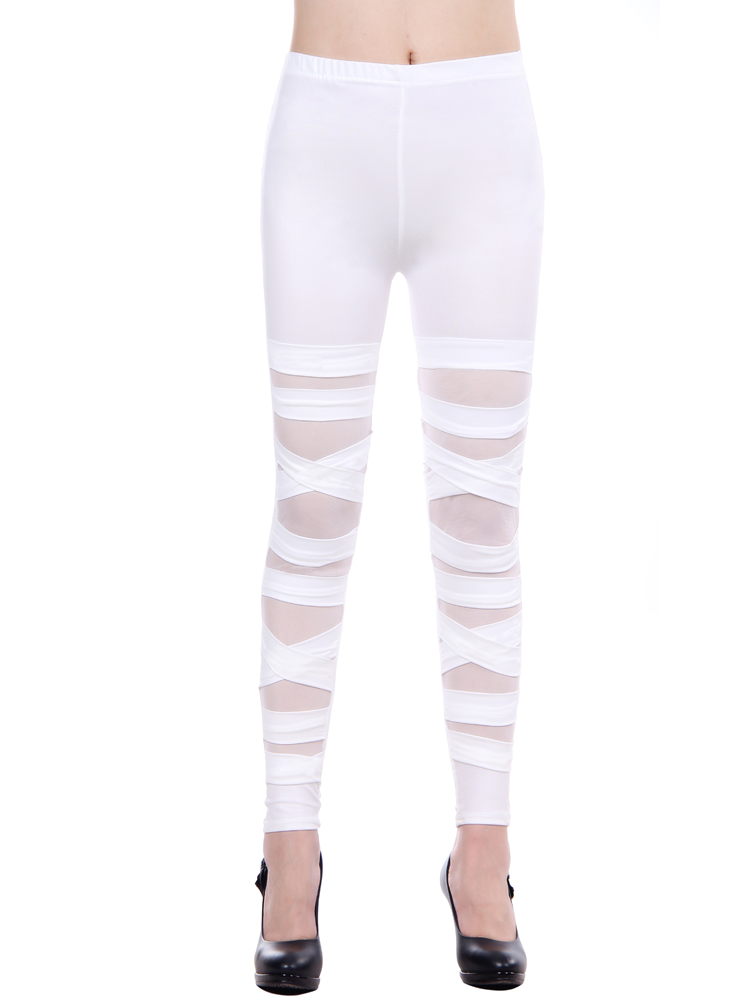 Fashion popular white cutout faux leather white legging 79019 - 1