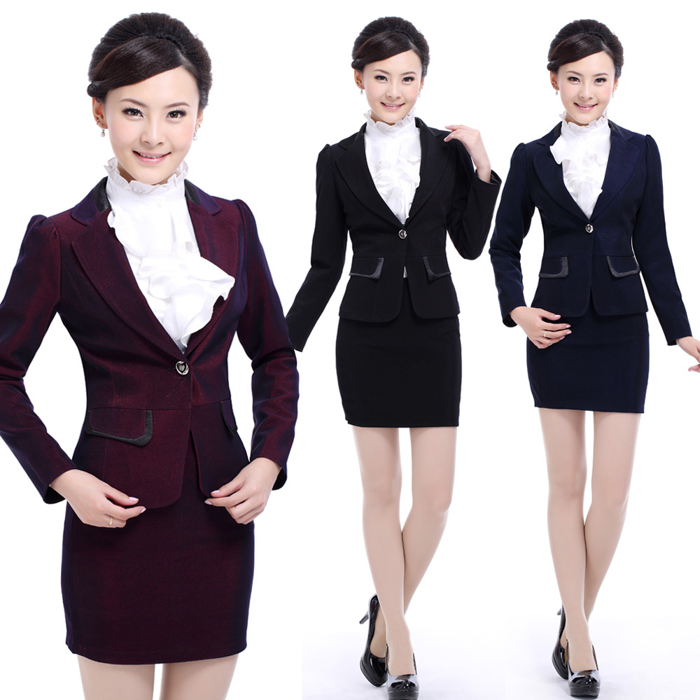 Fashion professional set women's long-sleeve front desk uniform autumn and winter skirt work wear