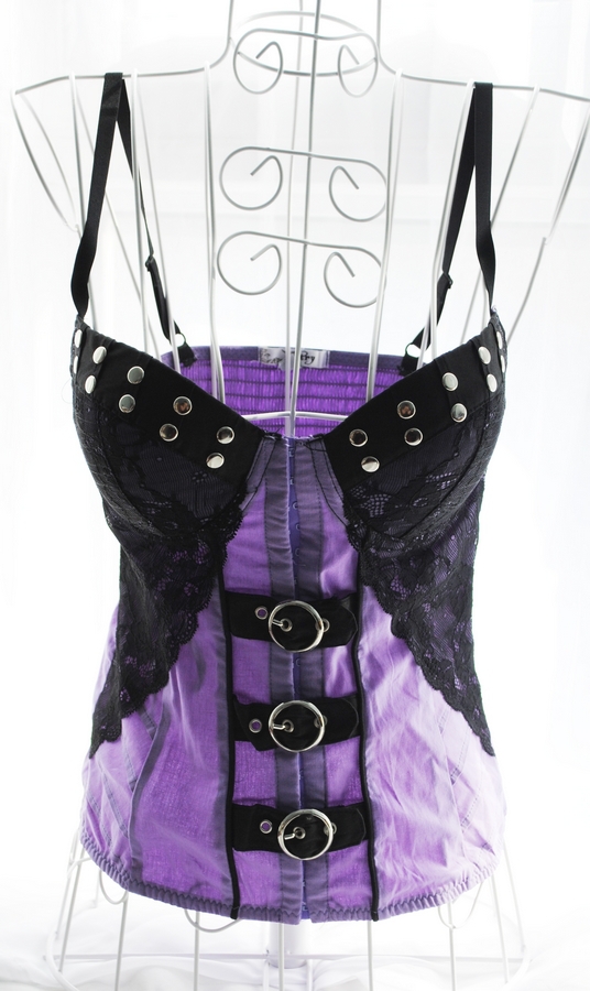 Fashion purple lace sexy basic corset spaghetti strap vest shaper