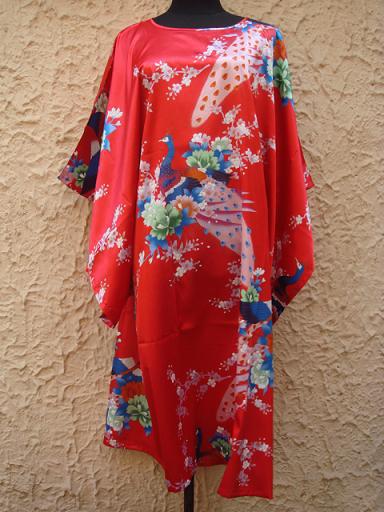 Fashion Red Chinese Women's Silk Rayon Robe Gown Nightgown Yukata One Size Free Shipping S4000