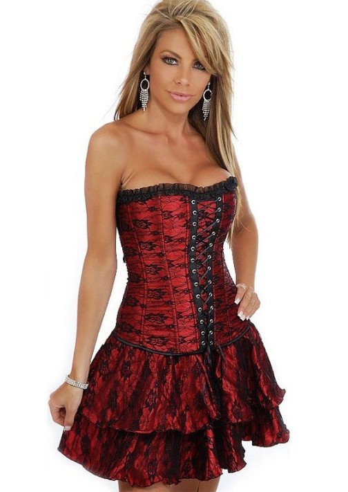 Fashion Red Corset Top ,Corset Dress ,Corset bustier,Tutu skirt suit