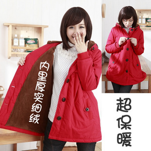 Fashion red maternity clothing autumn and winter lambsdown maternity wadded jacket cotton-padded jacket maternity outerwear