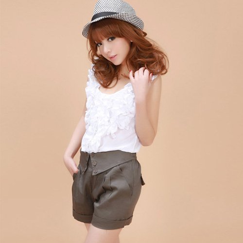 fashion regular army green cotton  shorts#10209