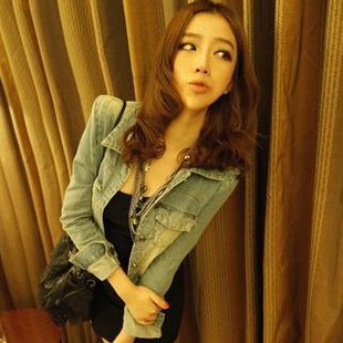 Fashion retro finishing denim outerwear - 13e