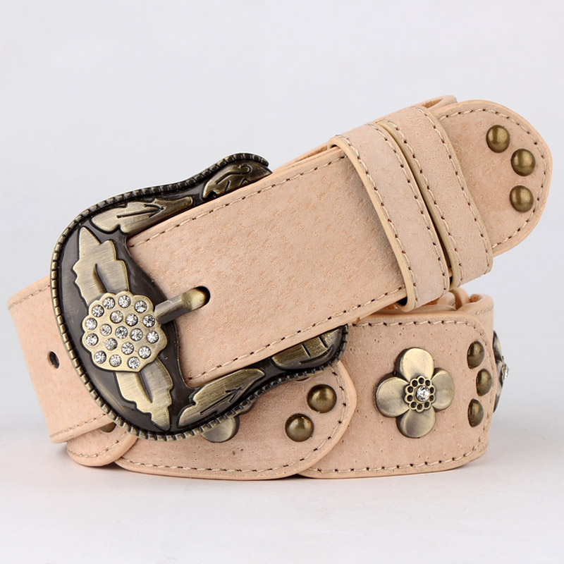 Fashion rhinestone vintage belt Women all-match belt genuine leather inlaying strap women's