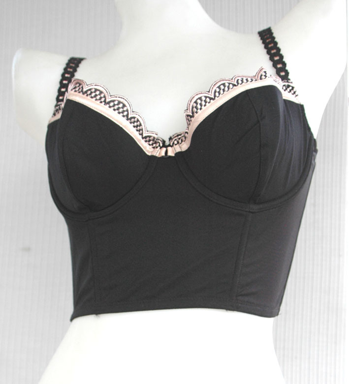 Fashion rosy black embroidered adjustment bra tight shapewear shaper 34bc