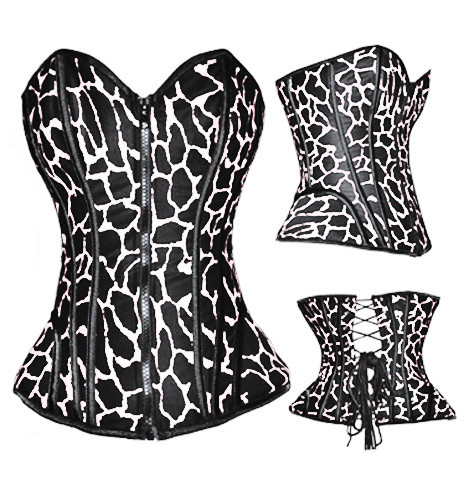 Fashion royal tiebelt shapewear vest steel abdomen drawing body shaping zipper leopard print three-color zipper lacing bone