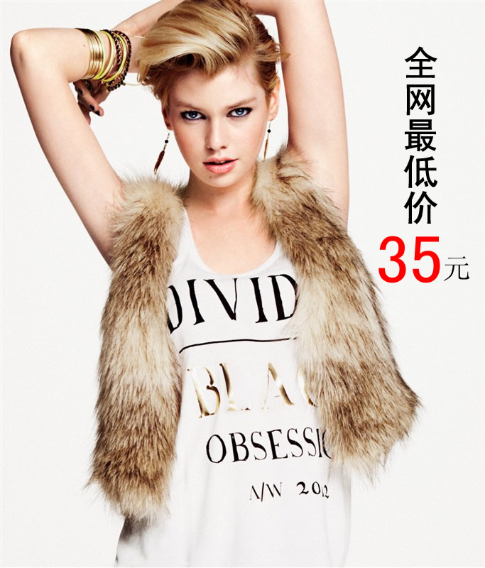 Fashion satin 2012 liner beige fur vest hm fur vest short design vest