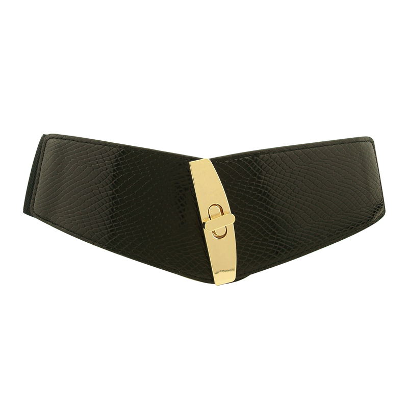 Fashion serpentine pattern patent leather elastic strap women's cummerbund women's belt