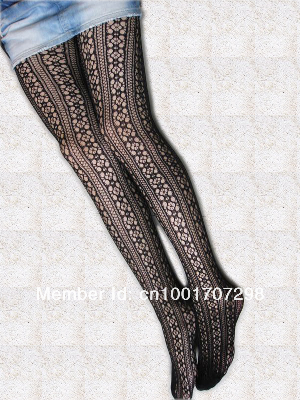 Fashion sexy black lace socks, stripes and flower patterned fishnet tights pantyhose, socks women