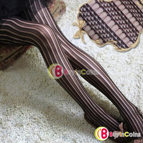 Fashion Sexy Black Women Pretty Slim Stripe Pattern Jacquard Pantyhose Tights[8617|01|01]