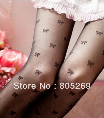 Fashion Sexy bowknot Tights Pantyhose Stockings Charcoal Black