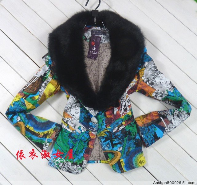 Fashion short design leather clothing outerwear female 2012 leather large fur collar leopard print leather clothing suit