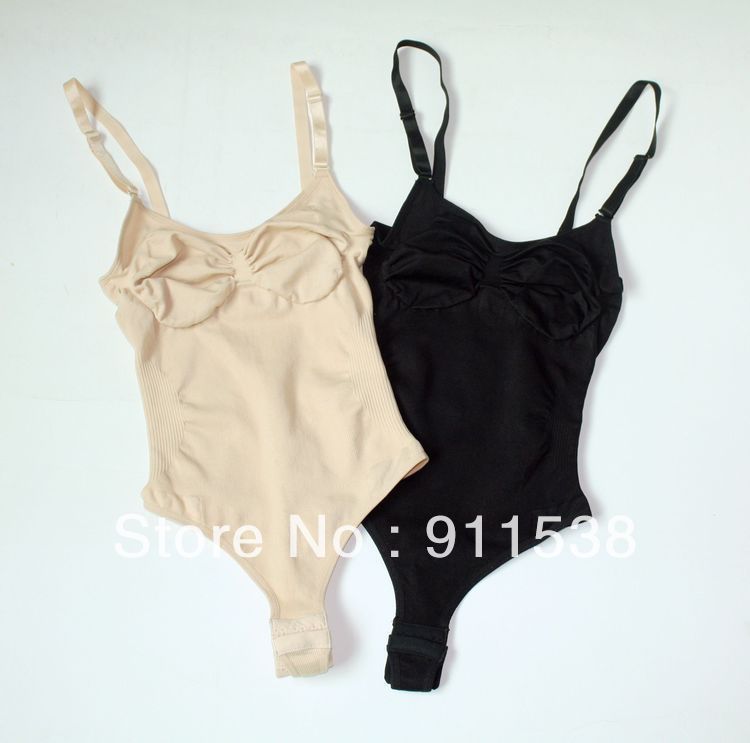 Fashion single seamless elastic spaghetti strap one piece thong body shaping bodysuit jumpsuit formal dress basic beauty care