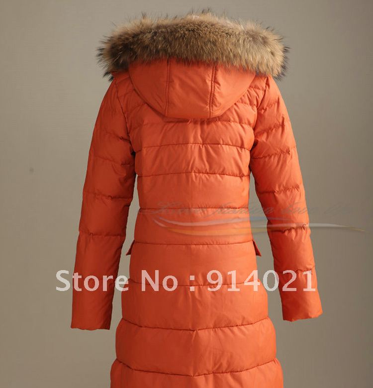 Fashion slim down coat 2012 raccoon fur plus size medium-long winter outerwear down coat, 5 colors, free shipping