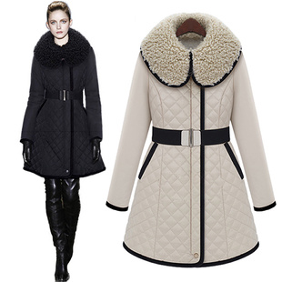 Fashion small elegant black-and-white medium-long outerwear winter slim wadded jacket female