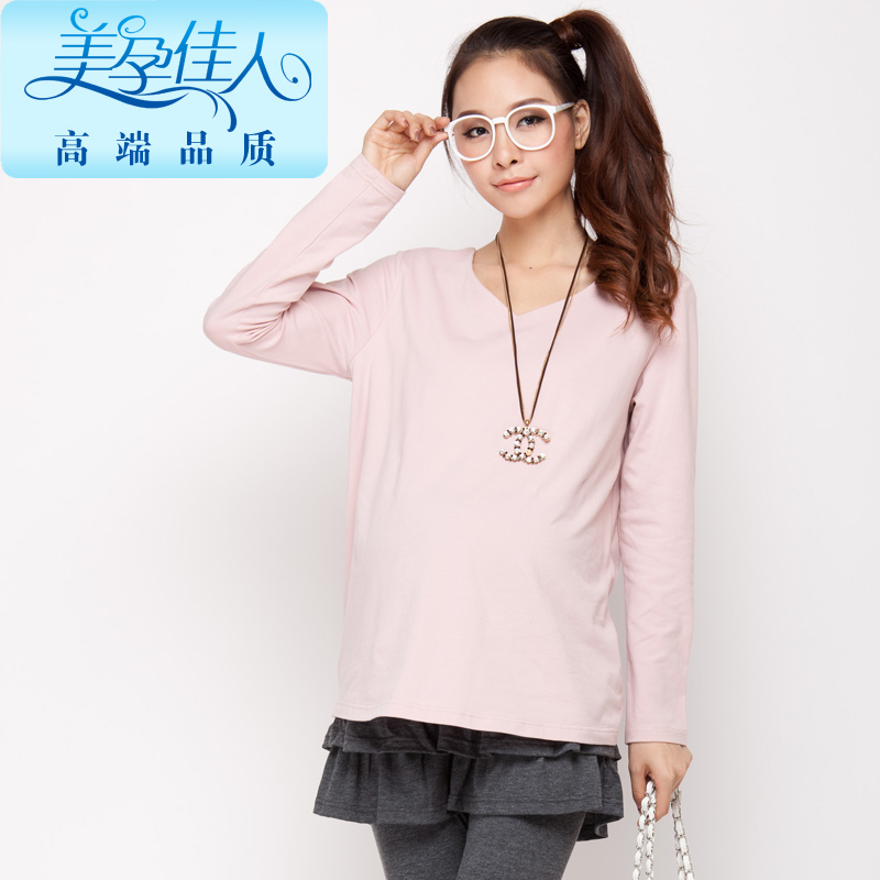 Fashion small V-neck maternity t-shirt maternity 2013 spring maternity top 1535