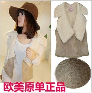 Fashion spring and autumn female short design fur faux vest outerwear chamois vest