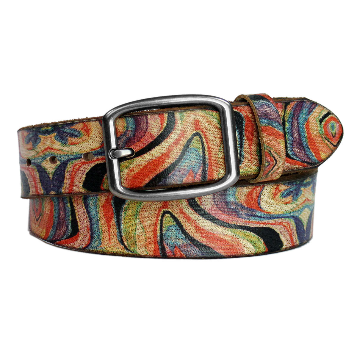 Fashion spring first layer of cowhide colored drawing print symphony women's belt strap genuine leather