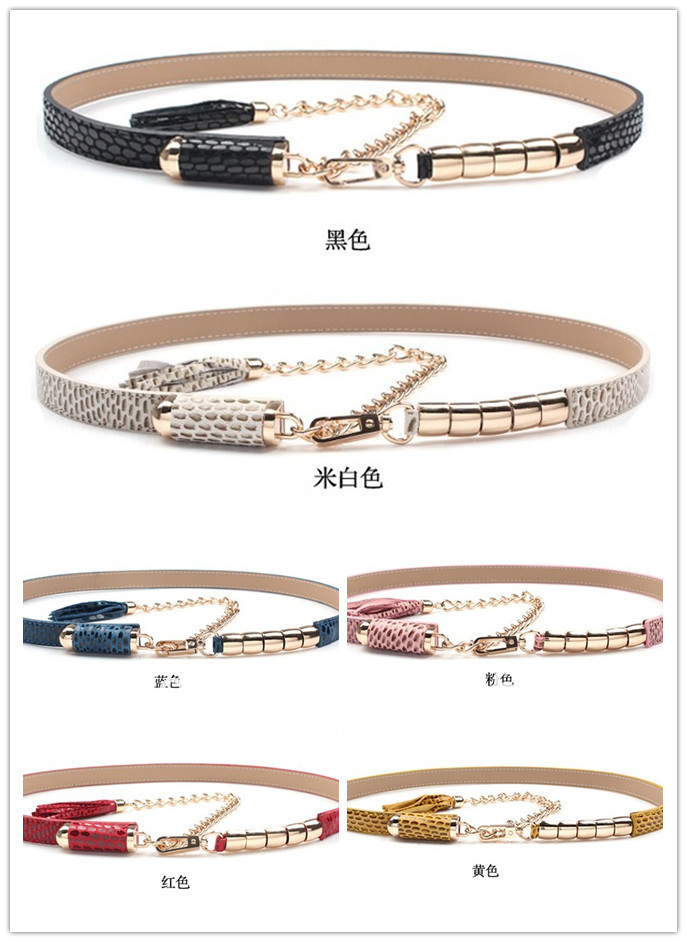 Fashion spring summer tassel decoration genuine leather cutout women's belt fine cummerbunds{